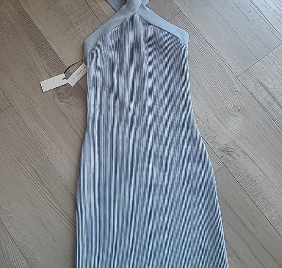 BABATON, Elegant Striped Halter Dress - Picture 5 of 6